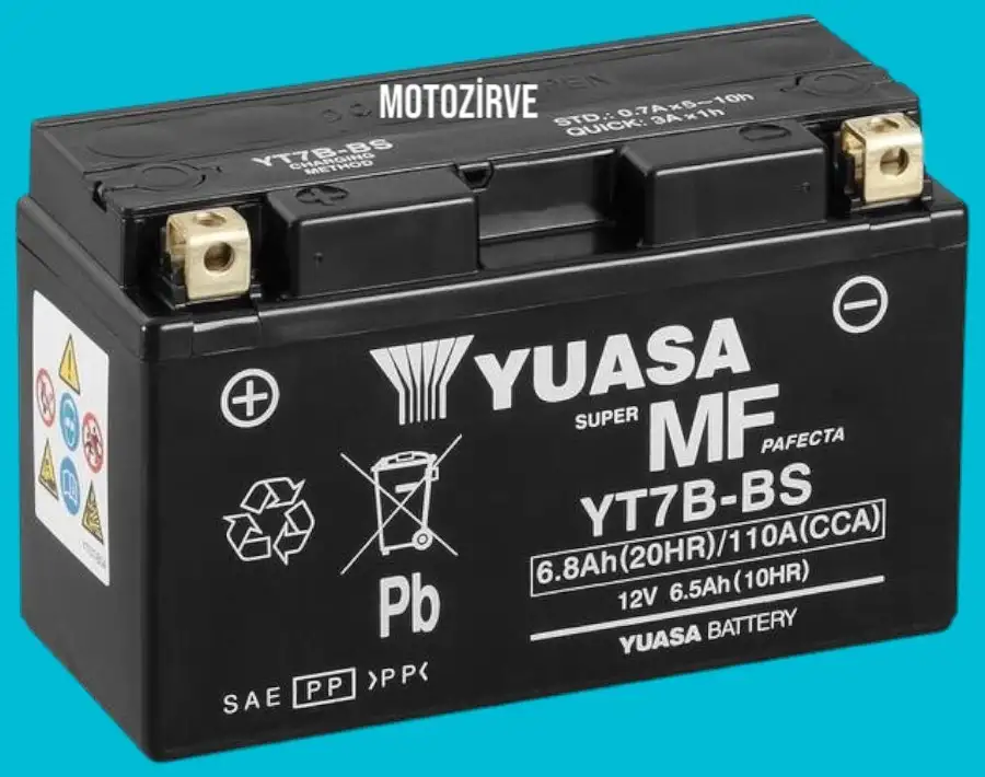 Yuasa YT7B-BS 6,8 Amper 12V 110 CCA Motosiklet Aküsü (Bakım Gerektirmez),yt7bbs