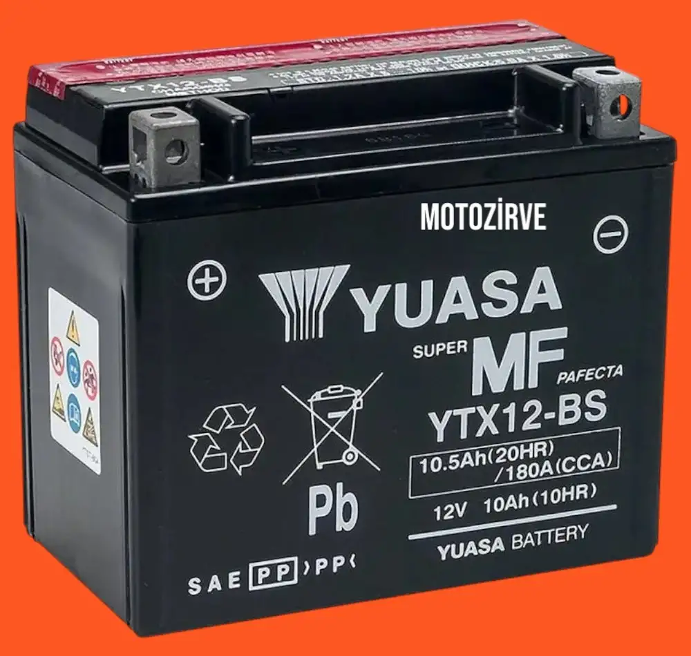 Yuasa YTX12-BS 12V 10,5 Ah 180 cca Motosiklet Aküsü (Bakım Gerektirmez),ytx12bs