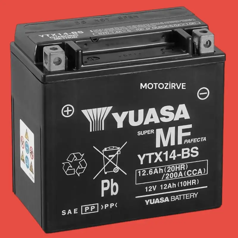 Yuasa YTX14-BS 12 Volt 6 Ah 200 CCA Bakım Gerektirmeyen Motosiklet Aküsü,ytx14bs
