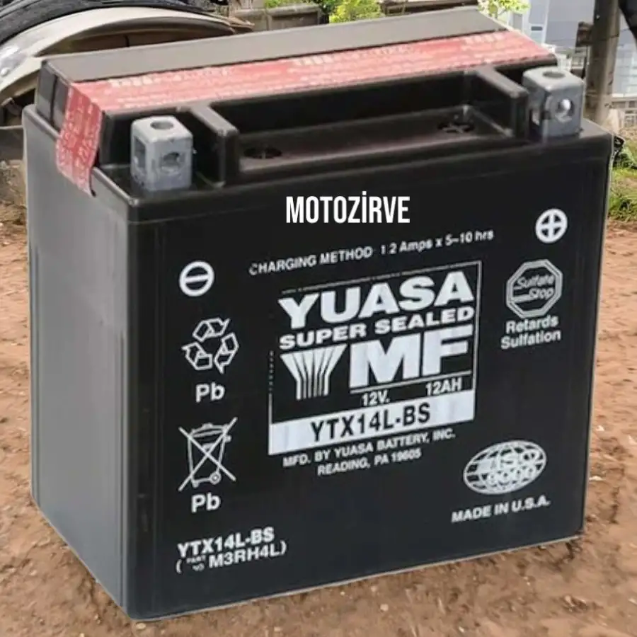 Yuasa YTX14L-BS (CP) 12V 12 Amper 200 cca Bakım Gerektirmeyen Motosiklet Aküsü, ytx14Lbs