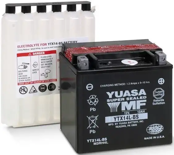 Yuasa YTX14L-BS 12V 12Ah 200 cca Motosiklet Aküsü (Bakım Gerektirmez),ytx14Lbs