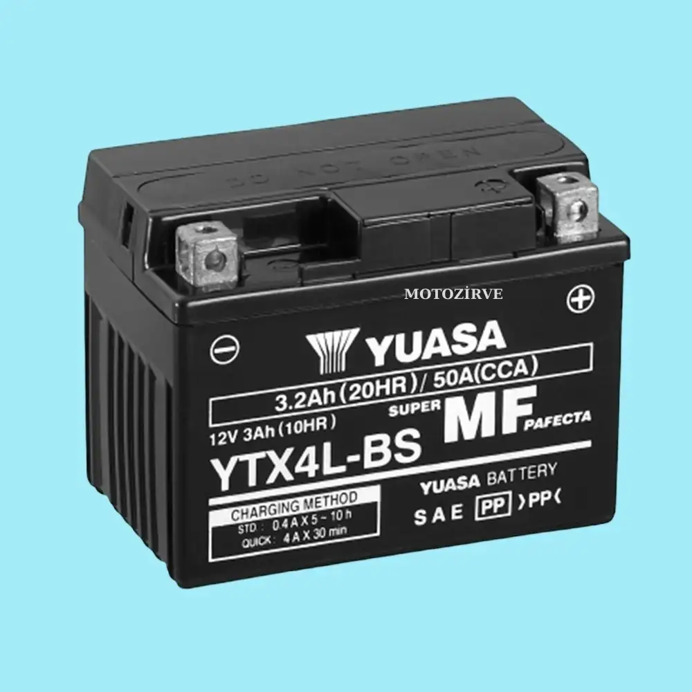 Yuasa YTX4L-BS (DC) 3.2 Amper 12 Volt 50 CCA Bakım Gerektirmeyen Motosiklet Aküsü, ytx4lbs