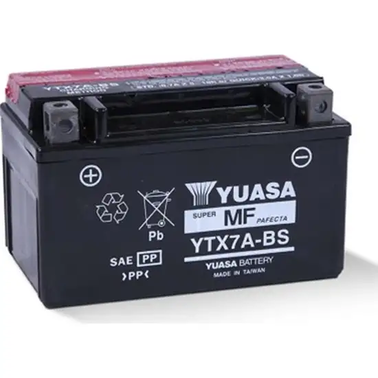 Yuasa YTX7A-BS 6,3 Ah Motosiklet Aküsü 12 Volt 105 Bakımsız, ytx7abs