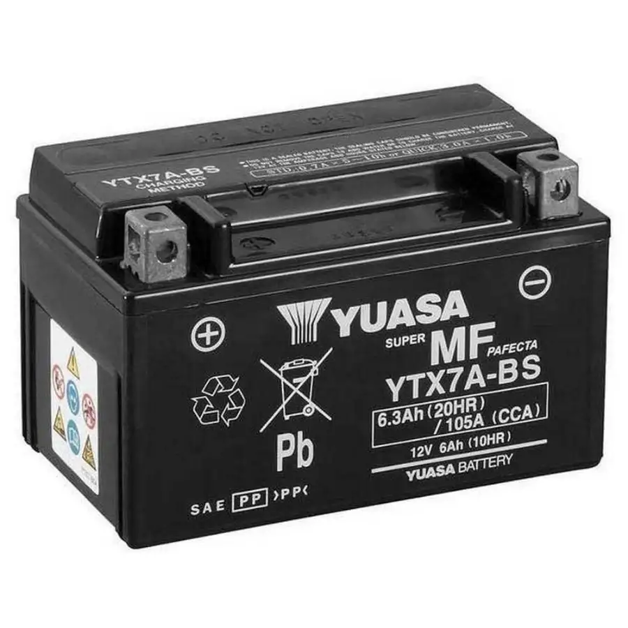 Yuasa YTX7A-BS (CP) 6,3 Ah Motosiklet Aküsü 12 Volt 105 Bakımsız, ytx7abs