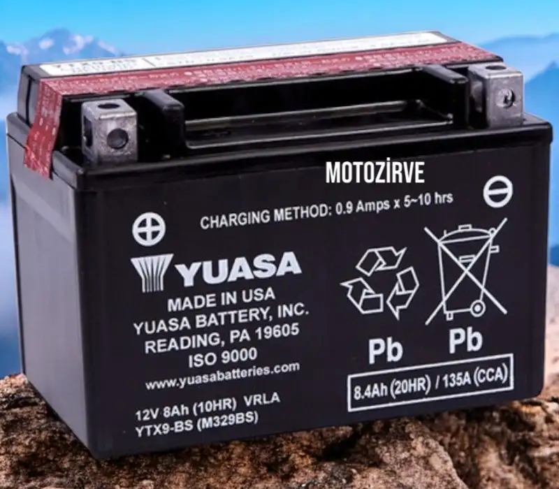 Yuasa YTX9-BS (CP) 8,4 Amper Motosiklet Aküsü 12 Volt 135 CCA Bakım Gerektirmez, YTX9BS