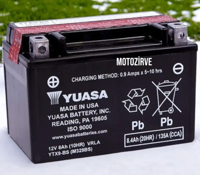 Yuasa YTX9-BS (CP) 8,4 Amper Motosiklet Aküsü 12 Volt 135 CCA Bakım Gerektirmez, YTX9BS