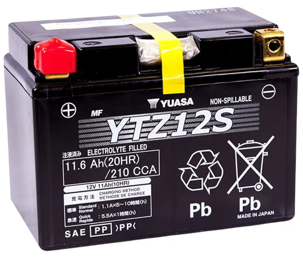 Yuasa YTZ12S-BS 11.6 Amper 12Volt 210 CCA Motosiklet Aküsü Bakım Gerektirmez, YTZ12SBS
