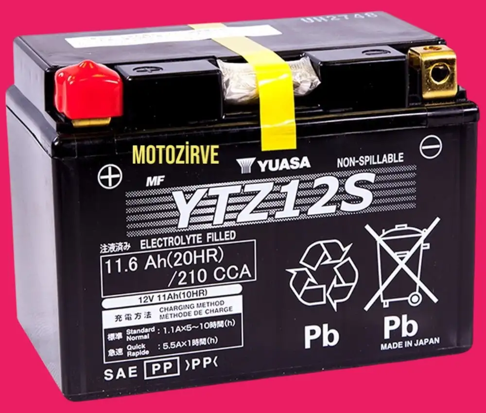 Yuasa YTZ12S-BS 11.6 Amper 12Volt 210 CCA Motosiklet Aküsü Bakım Gerektirmez, YTZ12SBS