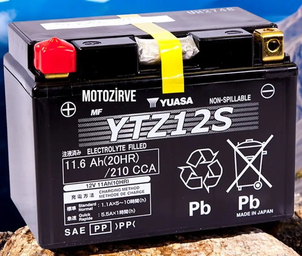 Yuasa YTZ12S-BS (WC) 11.6 Amper 12Volt 210 CCA Motosiklet Aküsü Bakım Gerektirmez, YTZ12SBS