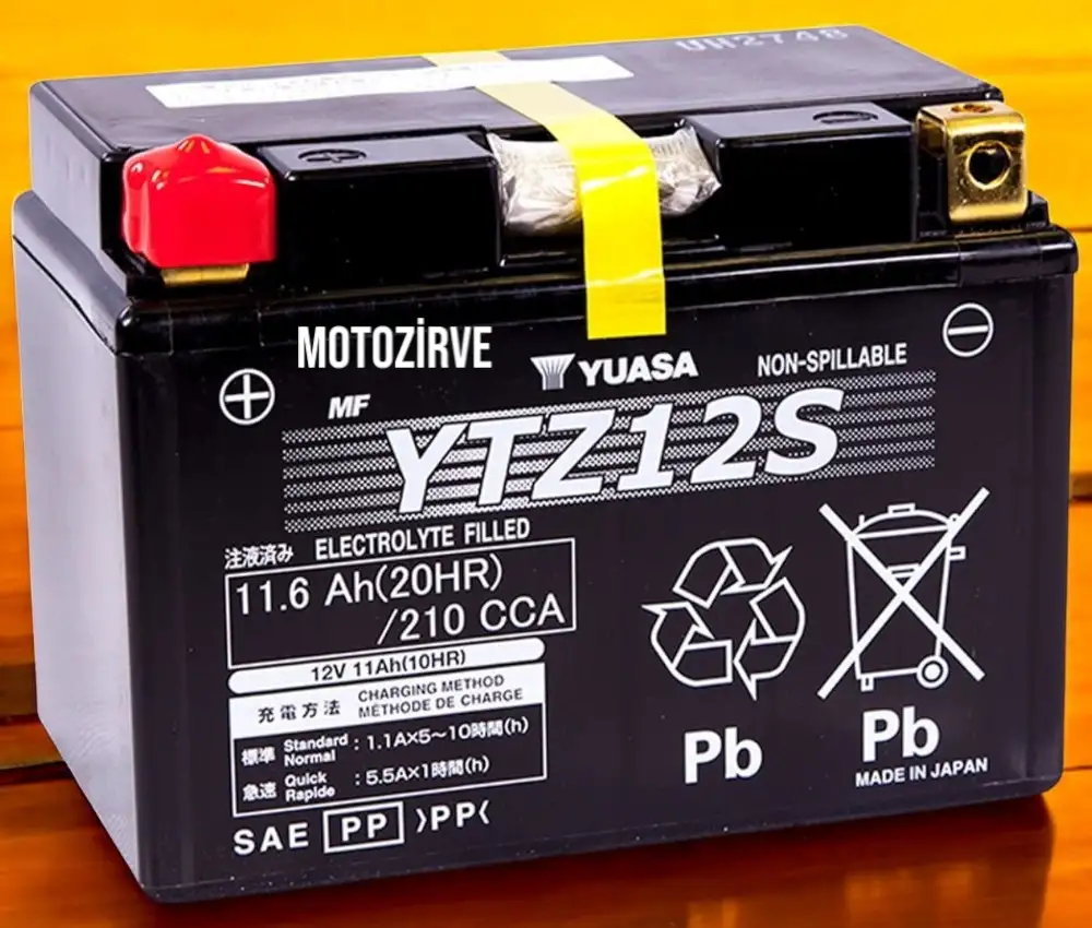 Yuasa YTZ12S-BS 11.6 Amper 12Volt 210 CCA Motosiklet Aküsü Bakım Gerektirmez, YTZ12SBS