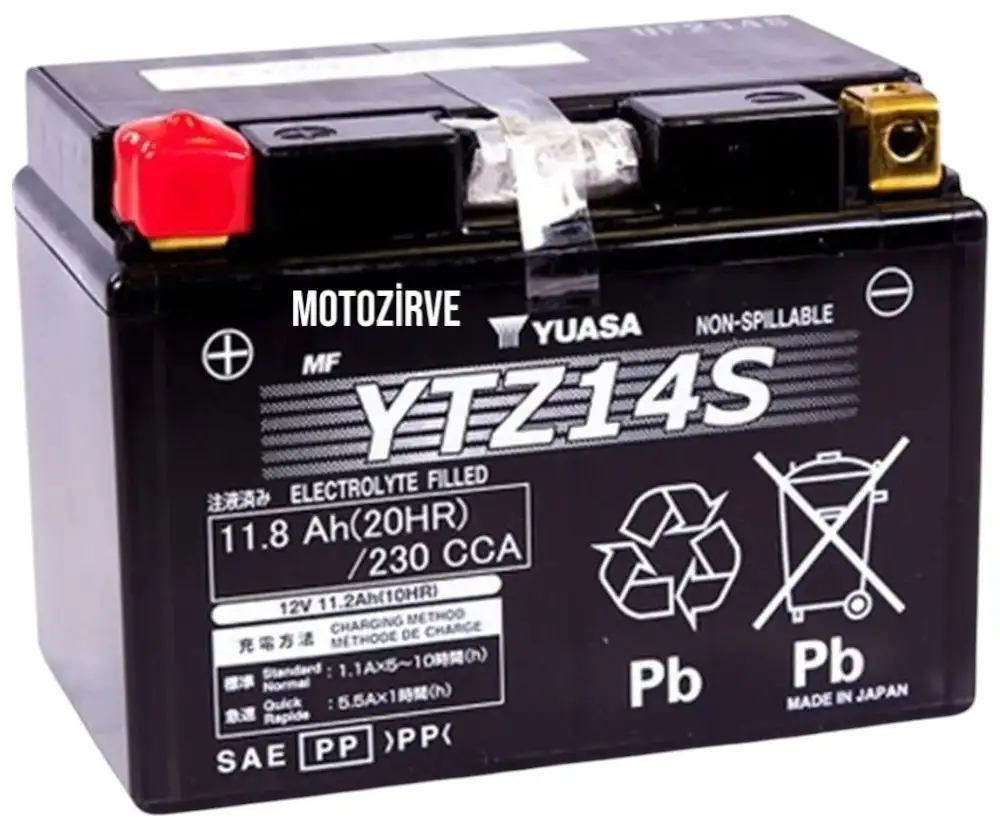 Yuasa YTZ14S-BS (WC) 11,8 Amper 12 Volt 230 CCA Motosiklet Aküsü Bakım Gerektirmez,YTZ14SBS