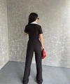 Gömlek yaka crop ve pantolonlu ikili takım