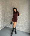 Sandy kumaş Drapeli vatkalı elbise