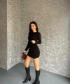 Sandy kumaş Drapeli vatkalı elbise