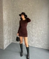Sandy kumaş Drapeli vatkalı elbise