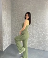 Gofre tek omuz bluz ve pantolonlu ikili takım 3 renk seçeneği