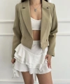 Düğme detay crop blazer ceket