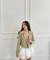 Düğme detay crop blazer ceket
