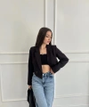 Düğme detay crop blazer ceket