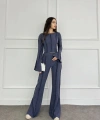 Ters dikiş İspanyol kol ve pantolonlu ikili takım