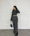 Ters dikiş İspanyol kol ve pantolonlu ikili takım