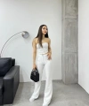 Çizgili Straplez pantolonlu ikili takım