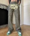 Grunge baskılı unisex pantolon