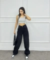 Arka kemer tokalı baggy jean