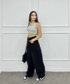 Arka kemer tokalı baggy jean
