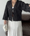 Keten Püskül Detaylı Kimono Ceket