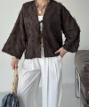 Keten Püskül Detaylı Kimono Ceket