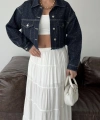 Taşlı Crop Denim Ceket
