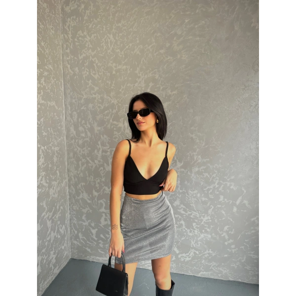 Simli şortlu mini etek