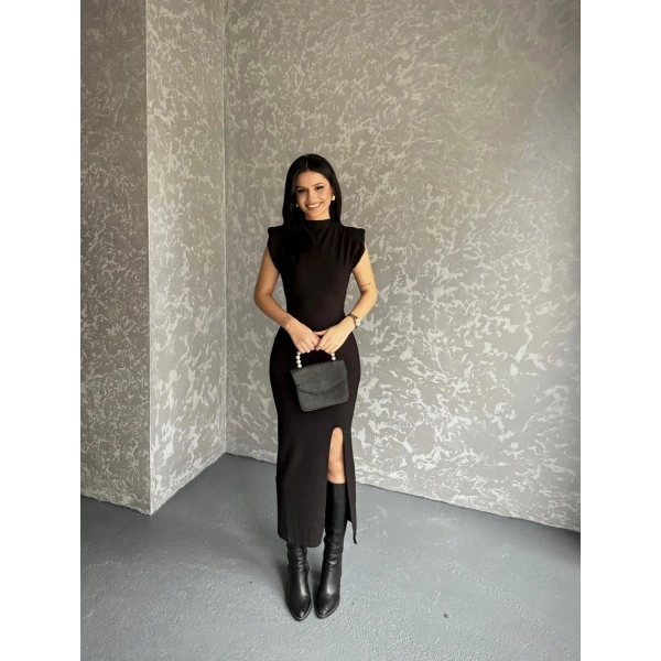 Vatkalı sıfır kol yırtmaçlı Otoman elbise