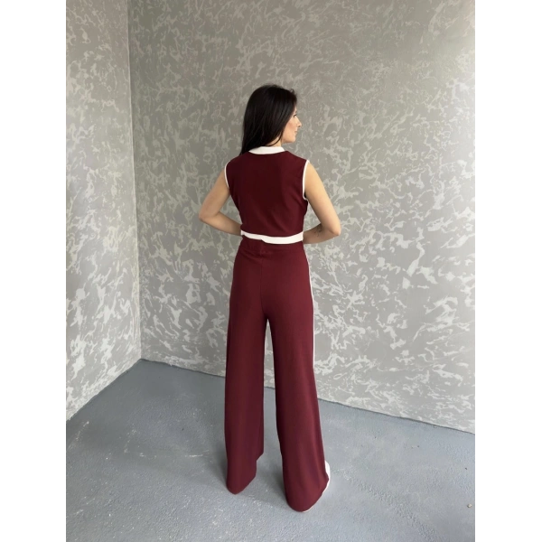 Sıfır kol yelek ve pantolonlu ottoman ikili takım