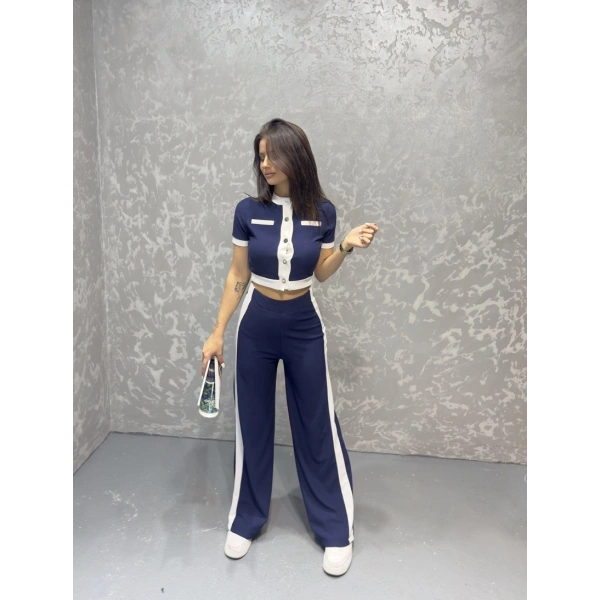 Kısa kol crop ve pantolonlu ottoman takım