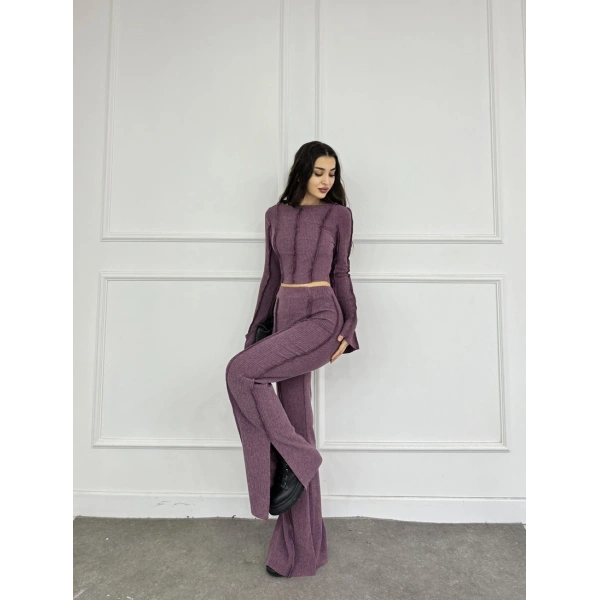 Ters dikiş İspanyol kol ve pantolonlu ikili takım