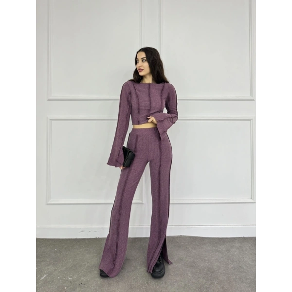 Ters dikiş İspanyol kol ve pantolonlu ikili takım