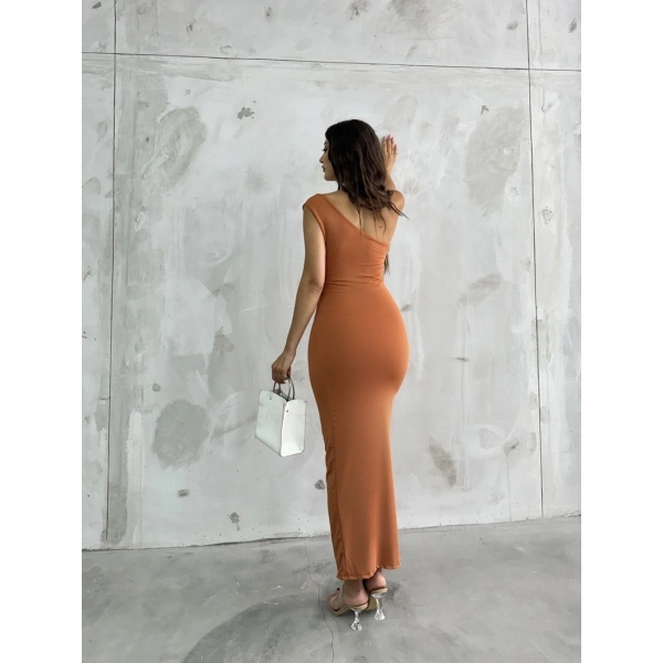 Omuz Drapeli Sandy elbise