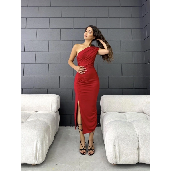 Omuz Drapeli Sandy elbise