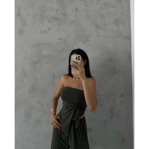 Straplez büzgülü ikili takım