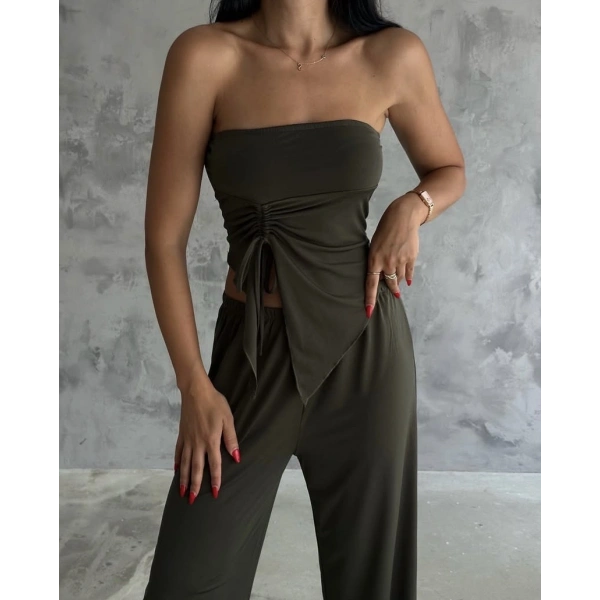 Straplez büzgülü ikili takım