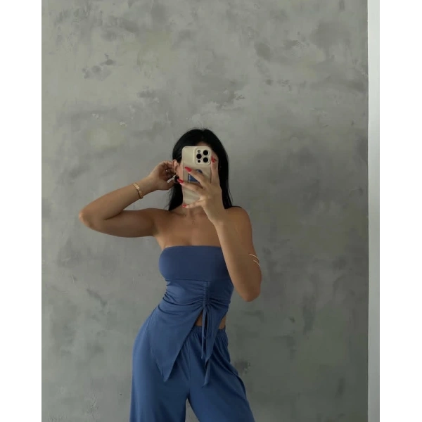 Straplez büzgülü ikili takım