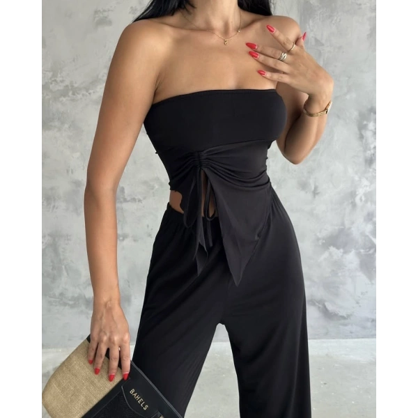 Straplez büzgülü ikili takım