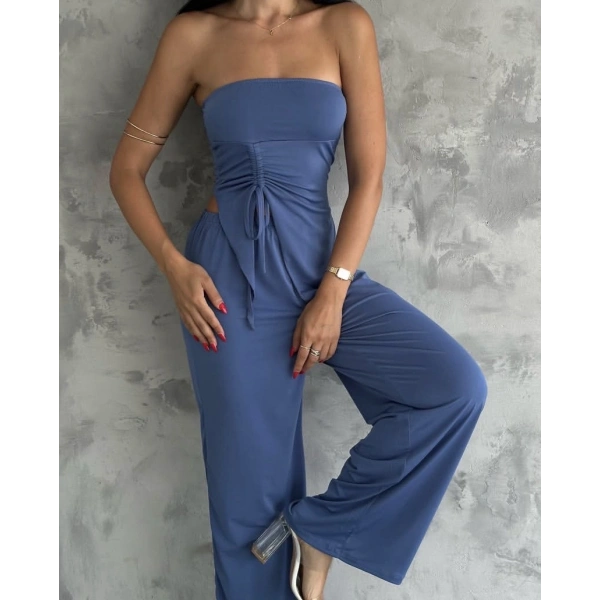 Straplez büzgülü ikili takım