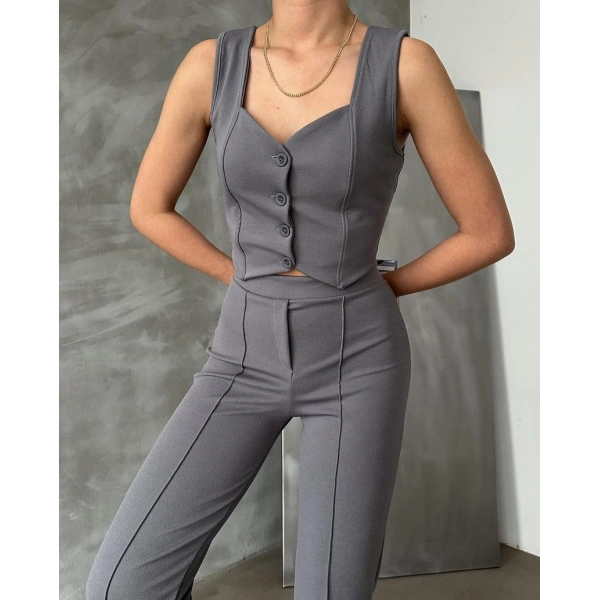 Yelek ve pantolonlu ikili takım 4 Renk seçeneği