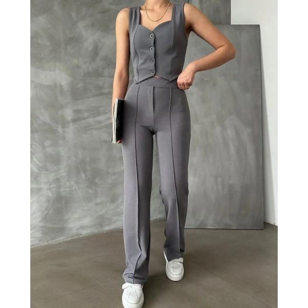 Yelek ve pantolonlu ikili takım 4 Renk seçeneği