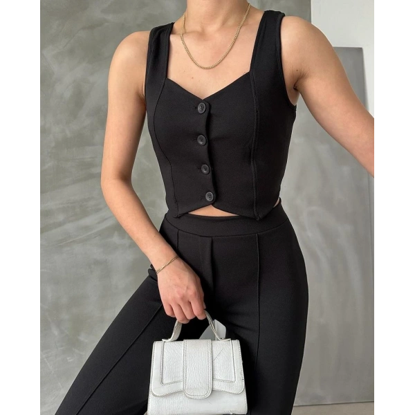 Yelek ve pantolonlu ikili takım 4 Renk seçeneği