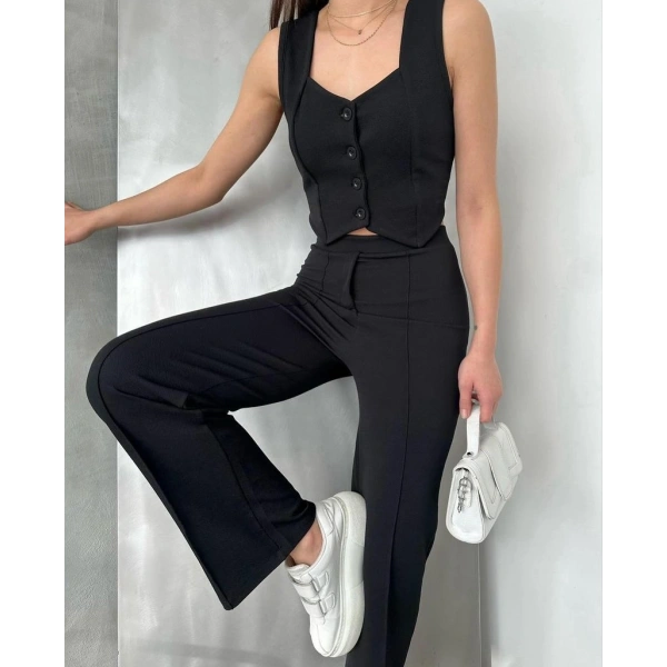 Yelek ve pantolonlu ikili takım 4 Renk seçeneği