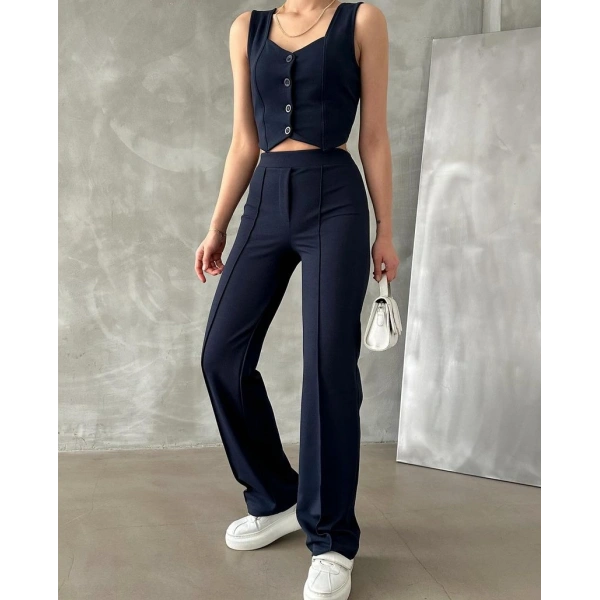 Yelek ve pantolonlu ikili takım 4 Renk seçeneği